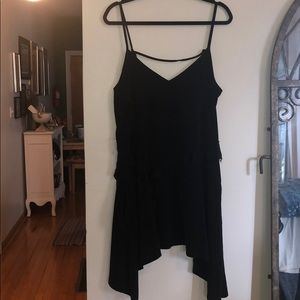 Free People black mini dress with ruffle